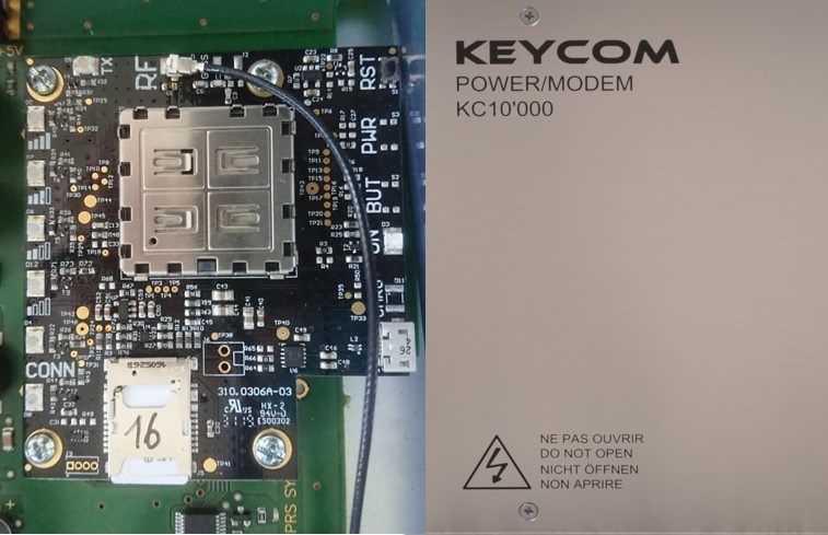 La carte électronique développée par gigAtec et le modem de KeyCom